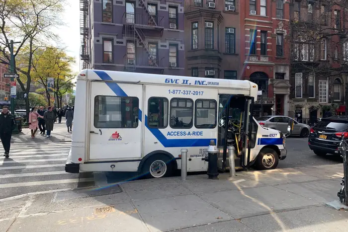 An Access-a-ride van on an Upper West Side street.
